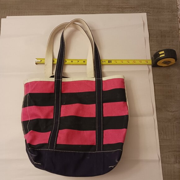 LL Bean pink navy stripe canvas medium usa - Picture 2 of 7